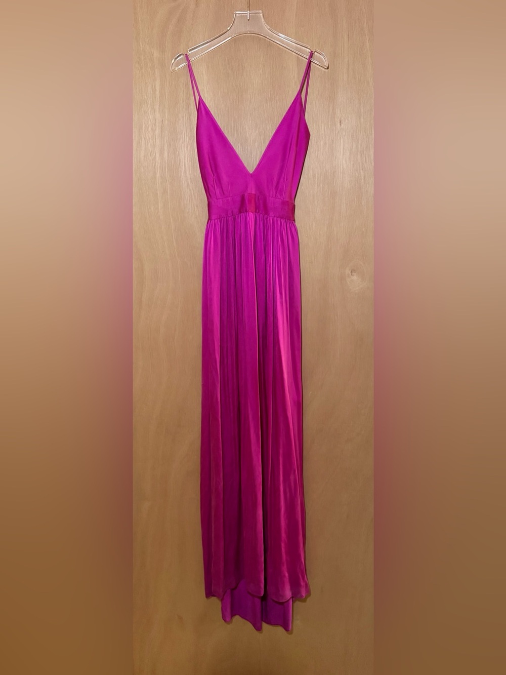 Sleeveless V-Neck Fuchsia Maxi Dress